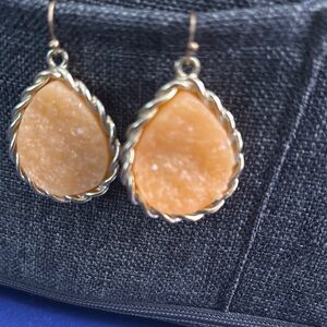 Elegant Gold and Orange Teardrop Earrings